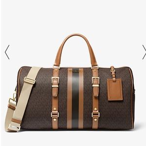 Michael Kors Bedford Large Logo Stripe Travel Satchel Bag